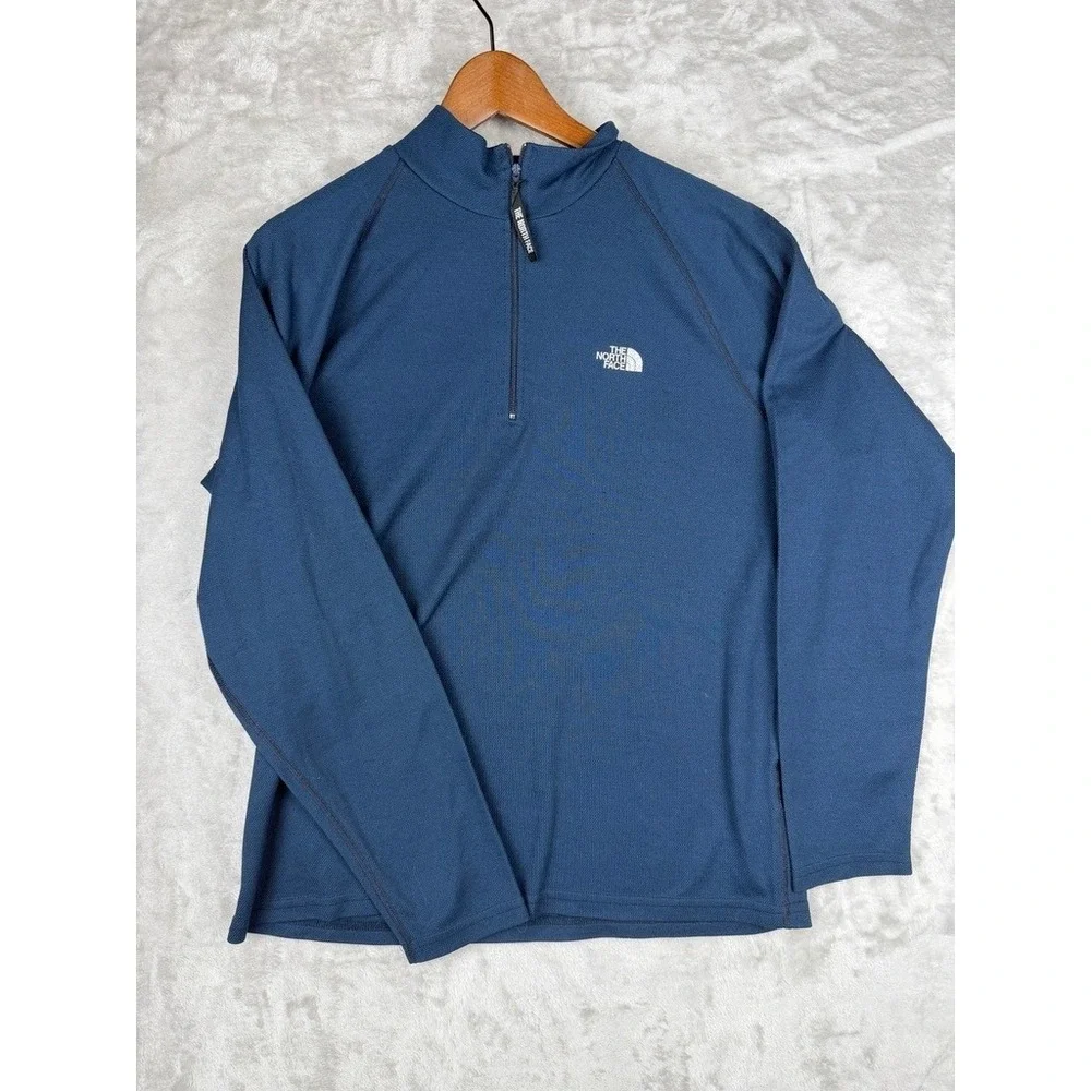The North‎ Face Mens Long Sleeve 1/4 Zip Pullover Athletic Shirt Blue M